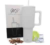 Tianyi-Gobelet Isotherme, Avec Paille Et Anse, 1200 Ml, En Acier Inoxydable, Isotherme, Avec Couvercle Et Poignée, Pour Boissons Chaudes Et Froides, Idée Cadeau, Blanc