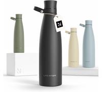 Tianyi-Gourde Inox 1000ml 1l Bouteille D`Eau Isolée Gourde Étanche Pour Le Sport, La Bicyclette, Les Enfants (Carbon Black, 1000ml)