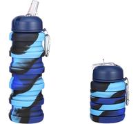 Tianyi-Gourde Sport,Gobelet Pliable 500ml,Gourde Bpa-Frei,Accessoires Trekking Camping Voyage Travail,Bouteille Pliable 500 Ml (Paille, Bleu)