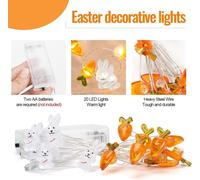 TIANYI-Guirlande Lumineuse de Pâques, 2M 20LED Décoration de Pâques, Guirlande Lumineuse Poussins etlapin ,Batterie Opération, Lumières de Oeufs de Pâques pour l'intérieur et l'extérieur Décoration F
