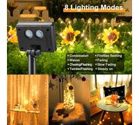 TIANYI-Guirlande Lumineuse Solaire, Exterieur Étanche Lumières de Jardin 120 LED 2 Pack 8 Modes 12m pour Jardin, Terrasse, Cour, Maison, Arbre de Noël, Fête Party Décoration(Blanc Chaud)