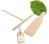 TIANYI-HOFMEISTER® Ensemble pour crêpes, 2 pièces, pour la préparation et le retournement des crêpes, comprenant une spatule à crêpes et un répartiteur à crêpes en bois de hêtre robuste et durable, 3