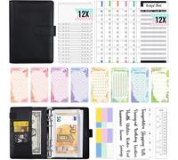 Tianyi-Horde Planificateur De Budget, Planificateur De Budget A6 En Pu Avec 8 Défis D'économie D'argent/12 Feuilles De Budget/12 Pochettes De Classeur/2 Autocollants De Catégorie/2 Autocollants D'éti