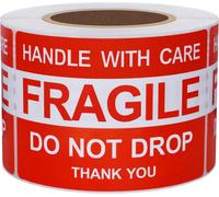 Tianyi-Hybsk Rouleau De 300 Étiquettes Autocollantes 5,1 X 7,6 Cm « Do Not Drop Thank You Fragile »