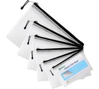 Tianyi-Ipow 6pcs Pochette À Document/Sac De Fichier En Plastique Pvc Zip, 6 Tailles Différentes Pour Organiser Des Fournitures, Cosmétiques Et Accessoires De Voyage Etc (Semi-Transparent)