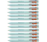 Tianyi-Izee Bxc470-Lc, Lot De 12 Stylos Bille 4 Couleurs Encre À Faible Viscosité Orange, Rose, Bleu Ciel, Violet, Pointe Large 1 Mm, Corps Vert Menthe