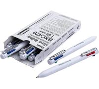 Tianyi-Izee Bxc470-W, Lot De 12 Stylos Bille 4 Couleurs Encre À Faible Viscosité Noir, Rouge, Bleu, Vert, Pointe Large 1 Mm, Corps Blanc
