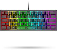 TIANYI-K61 60% Compact UK Layout QWERTY 62 Clés Compact RGB Jeux Clavier, Apex Pro Gravure Laser, Spirit of Gamer Clavier, Mini TKL Mécanique Sensation Clavier, Compatible PC/Laptop/Computer- Noir