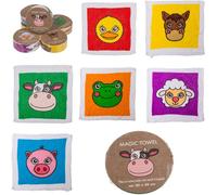 Tianyi-Kamaca Lot De 6 Serviettes Magiques - Dimensions : Environ 30 Cm X 30 Cm Avec De Magnifiques Motifs \U2013 100 % Coton (Lot De 6, Animaux De La Ferme).