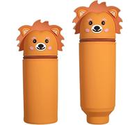 TIANYI-Kawaii Étui École 2 En 1 En Silicone Souple, 18.5 * 6.5 Cm Porte-Stylos De Table, Série Animale Trousse Pour Legami Stylo Fermeture À Glissière, Trousse Pour Crayons Stylos(lion,E)