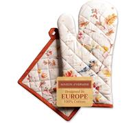 TIANYI-Kelim - Prairie 100% Coton - Gant de Four (19cm x 33cm) et maniques (20cm x 20cm) pour Barbecue, Cuisson, Cuisson, Four à Micro-Ondes, Barbecue, Thanksgiving/Noël