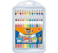 Tianyi-Kids Kit De Coloriage Pour Enfants - 8 Feutres/8 Crayons De Couleur/12 Craies, Etui Plastique De 36