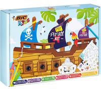 TIANYI-Kids Mon Pirate : Crayons & craies de coloriage, Jeux papier, Autocollants, Carte au trésor - Couleurs assorties, lot de 47