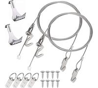 TIANYI-Kit accrochage complet de tableau photo, fil suspension en acier inoxydable ø2mm x 2.5m charge max 40kg avec D Anneaux crochet pour photo cadre, crochet pour cimaise rail et vis