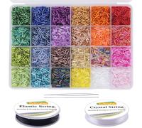 Tianyi-Kit De 9600 Perles Tubulaires En Verre, Petites Perles Artisanales Pour Fabrication De Bracelets, Colliers, Travaux Manuels, Avec Cordon Élastique (7 Mm, 24 Couleurs)
