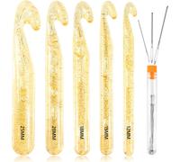 TIANYI-Kit de Crochet 5 Pièces Crochet Tricot de Cristal Plastique Taille 12/15/18/20/25mm avec Aiguille pour Tapis Tissés, Broderie