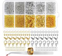 Tianyi-Kit De Fabrication De Bijoux, Avec Fermoirs De Bracelet, Anneaux À Sertir, Perles À Écraser, Calottes À Sertir, Extension De Chaîne Et Pince À Épiler, Ouvre-?illets Pour Débutants (Argent +