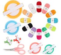 Tianyi-Kit De Fabrication De Pompons, Lot De 19 Avec 6 Tailles (2 Cm, 2,5 Cm, 3,8 Cm, 4,8 Cm, 6,8 Cm, 8,8 Cm), 12 Couleurs De Fils, Ciseaux, Fabrication De Pompons À Tricoter