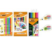 Tianyi-Kit Multicolore Avec Rubans Correcteurs Mini Pocket Mouse, Stylos-Bille Cristal Multicolour, Surligneurs Highlighter Grip Et Feutres Intensity Dual Tip - Couleurs Assorties, Pack De 23
