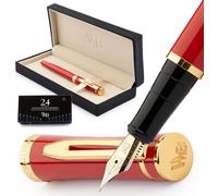 Tianyi-Kit Stylo Plume, Plume Dorée Moyenne 18 Carats, Comprend 24 Cartouches D'encre, Convertisseur De Recharge D'encre Et Coffret Cadeau, Finition Or, Calligraphie, [Rouge Cramoisi]