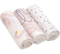 Tianyi-Lässig Baby Couverture De Puériculture Couverture De Puériculture Jeu De 3 Pièces Coton 80 X 80 Cm/Swaddle & Burp Blanket L Little Water Swan