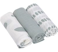 Tianyi-Lässig Bébé Couverture De Puériculture Drap De Puériculture Lot De 3 En Coton 60 X 60 Cm/Swaddle & Burp Blanket M Strokes Silver Grey