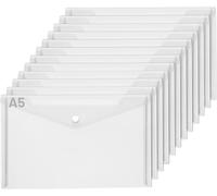 Tianyi-Lalago 12 Pcs. Pochettes Porte-Documents, A5 Transparent Pochettes Porte-Documents Avec Bouton-Pression,A5 Pochettes Portefeuille Pour Fichier,Papier,Reçus,Devoirs