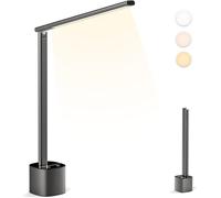 TIANYI-Lampe de bureau LED, Lumiere bureau pliable et rechargeable à la mode, Graduable et orientable, 5000mAh Lampe de table tactile sans fil pour bureau travail chevet exterieur (Gris)