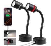 Tianyi-Lampe De Lecture Led 12v Camping-Car, Dimmable 4000k Et Veilleuse Rouge, 20w Chargeur Type-C Intégré, Col De Cygne Flexible Lumière Pour Bateau Cabine Camion Van Caravane, 2pcs (Court)
