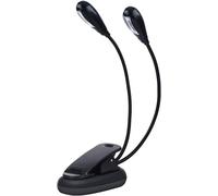 TIANYI-Lampe Pupitre Musique, 8 LED Mini Liseuse Double Tête Réglable Pince Livre Lumière E Reader Light USB 360° Cou Flexible Nuit Chevet Lire Au Lit Enfant Camping Voyage Partitions Noir