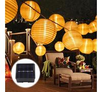 TIANYI-Lampions solaires d'extérieur de 12 m - Résistant aux intempéries - 40 LED - Guirlande lumineuse solaire d'extérieur IP65 étanche - 8 modes - Pour balcon, jardin, terrasse - Blanc chaud