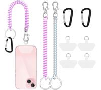 Tianyi-Lanière Universelle Pour Téléphone Portable, Lot De 2, Élastique Et Antivol, Avec Patch, Compatible Avec La Plupart Des Smartphones (Violet Clair/Blanc)