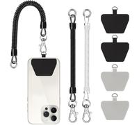 Tianyi-Lanière Universelle Pour Téléphone Portable, Lot De 2, Élastique Et Antivol, Avec Patch, Compatible Avec La Plupart Des Smartphones (Noir/Transparent)