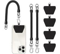 Tianyi-Lanière Universelle Pour Téléphone Portable, Lot De 2, Élastique Et Antivol, Avec Patch, Compatible Avec La Plupart Des Smartphones (Noir*2)