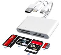 TIANYI-Lecteur Carte XD pour iPhone - 4 en 1 Lecteur Carte SD/XD/Micro SD/Memory Stick Pro Duo Adapter avec Lightning+USB A+USB C Adaptateur Carte SD pour iPhone 16/15/Android/PC/Windows/MAC OS/Chrom
