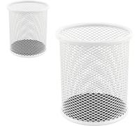 Tianyi-Leviatan - Lot De 2 Carafe À Crayons En Métal Porte-Stylo Rond En Métal Métallique Mesh Multifonction Gobelet Pour Stylo À Bille Ø91 Mm Couleur Nacre
