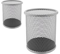 Tianyi-Leviatan - Lot De 2 Carafe À Crayons En Métal Porte-Stylo Rond En Métal Métallique Mesh Multifonction Gobelet Pour Stylo À Bille Ø 91 Mm Gris Cendré