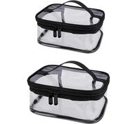 Tianyi-Logei Lot De 2 Trousses De Toilette Transparentes Avec Poignée De Transport - En Pvc - Étanche - Avec Fermeture Éclair - Pour Homme Et Femme, Transparent, Trousse De Toilette En Pvc