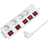 TIANYI-LogiLink LPS252 Bloc multiprise 4 Prises (CEE 7/3), avec 5 interrupteurs Marche/arrêt, avec Protection Contre Les surtensions + avec obturateur de sécurité intégré (Protection de Contact Accru