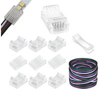 TIANYI-Lot de 10 connecteurs LED à 5 broches de 10 mm de large, sans fil, bande sans soudure sans soudure à câble, connecteurs rapides avec cordon d'extension de 5 m pour bandes LED SMD 5050 RGBW éta