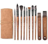 Tianyi-Lot De 10 Pinceaux De Peinture Synthétique Taklon Pour Aquarelle, Acrylique, Gouache, 8 Têtes De Pinceau Avec Étui De Voyage, Colle De Maïs Écologique, Plus De 3000 Coups Testés