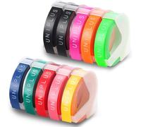 TIANYI-Lot de 10 Rubans D'étiquettes Compatibles pour Rubans de Dymo Gaufrage Omega S0717930 S0717900 9 mm x 3 m Ruban D'étiquettes 3D Autocollant pour Dymo Omega Junior Motex E-101 E-303 étiqueteuse