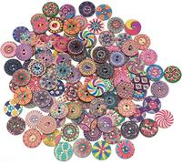 Tianyi-Lot De 100 Boutons En Bois Ronds En Résine Pour Loisirs Créatifs, Couture Florale, Peinture Rétro, Multicolores, Multicolores, Pour Enfants, Avec 2 Trous Pour Bricoler, Couture, Bricolage, 20