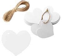 Tianyi-Lot De 100 Étiquettes Cadeaux Blanches En Forme De C?Ur - Double Face Avec Ficelle En Papier Kraft - Pour Loisirs Créatifs, Emballages Et Fêtes