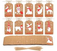 Tianyi-Lot De 100 Étiquettes Cadeaux De Noël En Papier Kraft À Écrire - Design Original - Marron - Avec Corde Pour Cartes De Message, Arbre À Souhaits