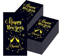 Tianyi-Lot De 100 Serviettes De Noël En Papier Serviette Nouvel An- 3 Couches - 40 X 33 Cm - Multicolore - Pour Table De Nouvel An Happy New Year
