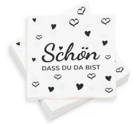 Tianyi-Lot De 100 Serviettes Pour Anniversaire, Avec Inscription « Schön Dass Du Da Bist », Décoration De Fête, D'anniversaire Et De Noël, 33 X 33 Cm