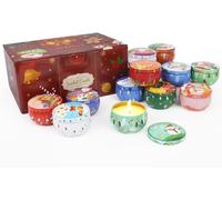 Tianyi-Lot De 12 Bougies Parfumées De Noël En Pot De 70,9 G, 12 Parfums De Noël Pour Femme, 12 Heures De Combustion, Cadeau Pour Soulager Le Stress, La Relaxation, La Méditation, Le Spa, Le Yoga