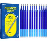 Tianyi-Lot De 12 Mines De Rechange Effaçables 0,7 Mm - Longueur D'écriture : 400 M - Bleu - Compatible Avec Pilot Frixion Ball, Clicker Et Eberhard Faber - Mine De Rechange Pour Stylo Gel Effaçable -