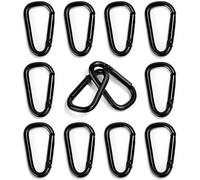 Tianyi-Lot De 12 Petits Mousquetons En Fer - Convient Pour Sacs À Dos, Ceintures, Etc. - En Alliage D'aluminium - Noir